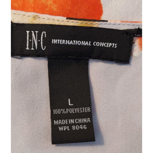 INC International Concepts Faux Wrap Top Sz Large Floral Surplice Kimono Sleeve - Picture 8 of 11